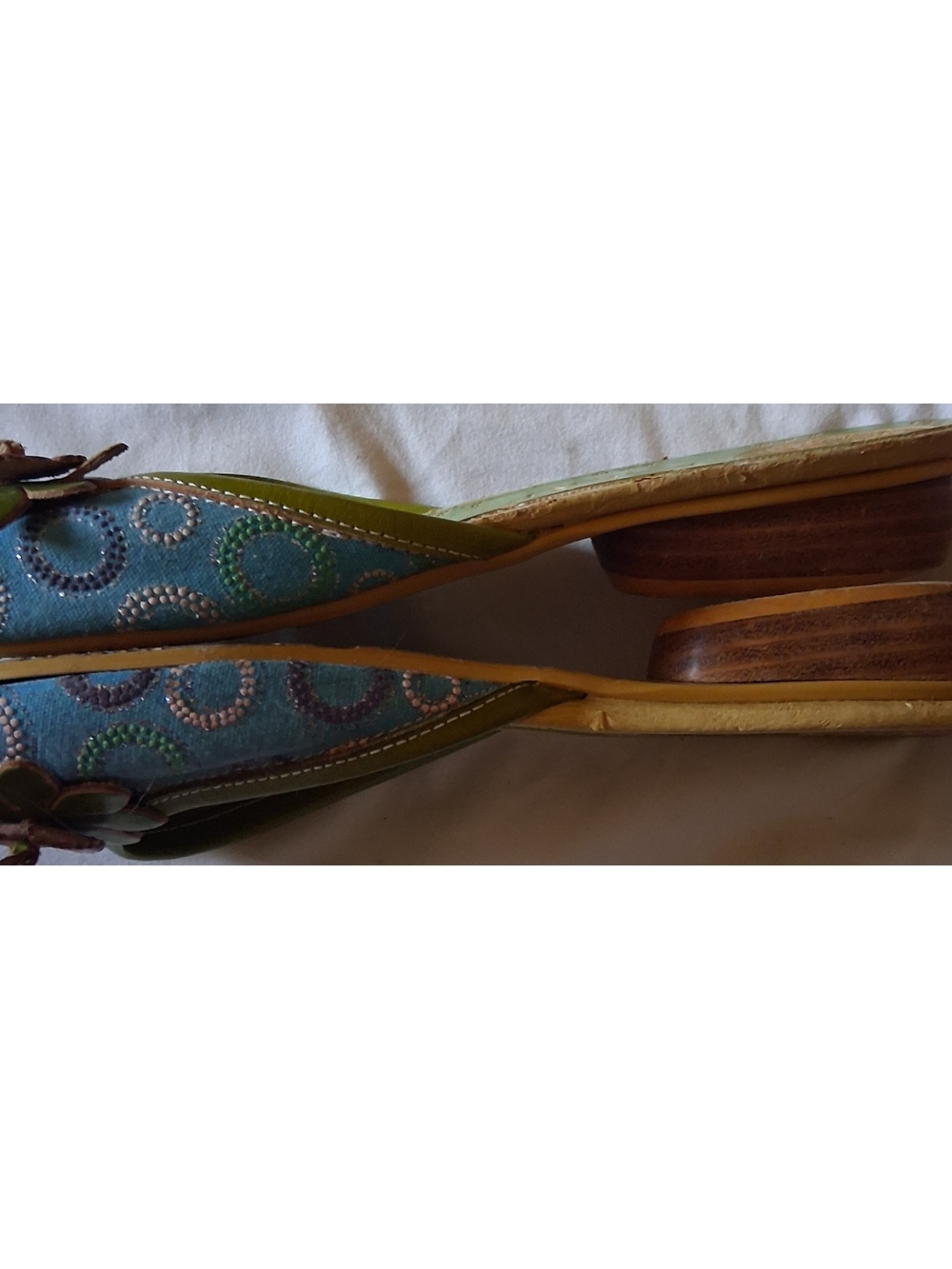EBISU Blue & Green Floral Embellished Slip-On Flats - Picture 4 of 6